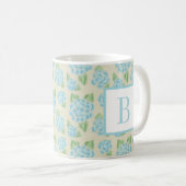 Waterverf Floral Blue Hydrangea Initiaal Monogram Koffiemok (Voorkant rechts)