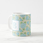 Waterverf Floral Blue Hydrangea Initiaal Monogram Koffiemok (Voorkant links)