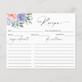 Waterverf Floral Blue Hydrangea Recept Kaart (Voorkant)