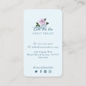 Waterverf Floral Blue Macaron Bakery & Sweets Visitekaartje (Achterkant)