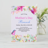  Waterverf Floral Blue Moederdag Brunch Kaart (Staand voorkant)