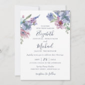 Waterverf Floral Blue Paars Blush Modern Kaart (Voorkant)