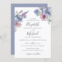 Waterverf Floral Blue Paars Blush Modern