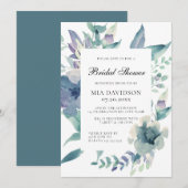 Waterverf Floral Blue Paars Green Vrijgezellenfees Kaart (Voorkant / Achterkant)