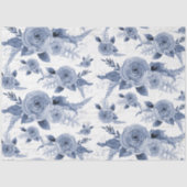 Waterverf Floral Blue  Script-ontkoppeling Tissuepapier (Voorkant)