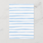 Waterverf Floral Blue Stripes Wedding Details Informatiekaartje (Achterkant)