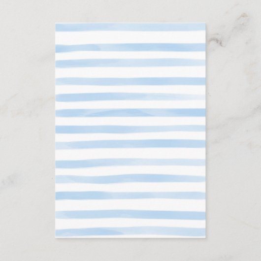 Waterverf Floral Blue Stripes Wedding Details Informatiekaartje (Achterkant)