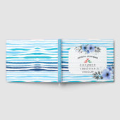 Waterverf Floral & Blue Stripes Wedding Guestbook Gastenboek (Volledig)