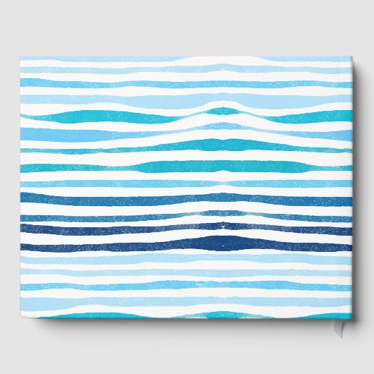 Waterverf Floral & Blue Stripes Wedding Guestbook Gastenboek (Achterkant)