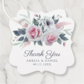 Waterverf Floral Blue Wedding Bedankjes Labels (Voorkant)