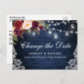 Waterverf Floral Blue Wood Jars Datum wijzigen Briefkaart (Voorkant / Achterkant)