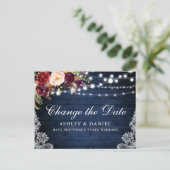 Waterverf Floral Blue Wood verander de datum Briefkaart (Staand voorkant)