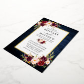 Waterverf Floral Blue Wood Weddenschap Gold Folie Uitnodiging (Gedraaid)