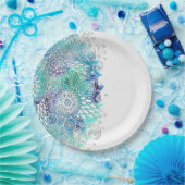 Waterverf Floral Blues Papieren Bordje (Feest)