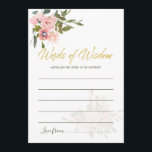 Waterverf floral Blush and Gold Advice for Bride Advieskaart<br><div class="desc">Trendy Blush en Gold Wedding floral waterverf Vrijgezellenfeest adviseren voor een Bride-to-be kaart met elegante handschrift die aan uw specificaties kan worden aangepast.</div>