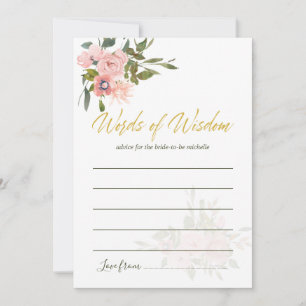 Waterverf floral Blush and Gold Advice for Bride Advieskaart