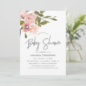 Waterverf floral Blush en Gold Baby shower Kaart (Staand voorkant)
