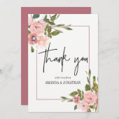 Waterverf floral Blush en Roos Gold Bedankt (Voorkant / Achterkant)