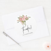 Waterverf floral Blush en Roos Gold Bedankt Ronde Sticker (Envelop)