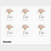 Waterverf floral Blush en Roos Gold Bedankt Ronde Sticker (Vel)
