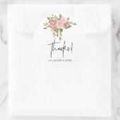 Waterverf floral Blush en Roos Gold Bedankt Ronde Sticker (Tas)