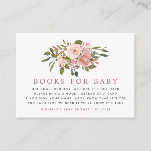 Waterverf floral Blush en Roos Gold Book Request Informatiekaartje (Voorkant)