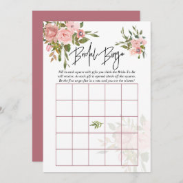 Waterverf floral Blush en Roos Gold Bridal Bingo Kaart