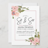 Waterverf floral Blush en Roos Gold Sip and See Kaart (Voorkant)