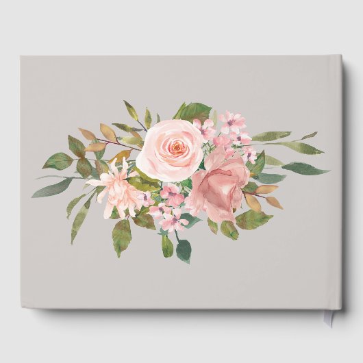 Waterverf floral Blush en Roos Gold Wedding Gastenboek (Achterkant)