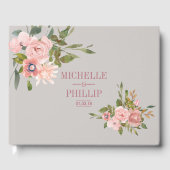 Waterverf floral Blush en Roos Gold Wedding Gastenboek (Voorkant)