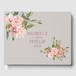 Waterverf floral Blush en Roos Gold Wedding Gastenboek