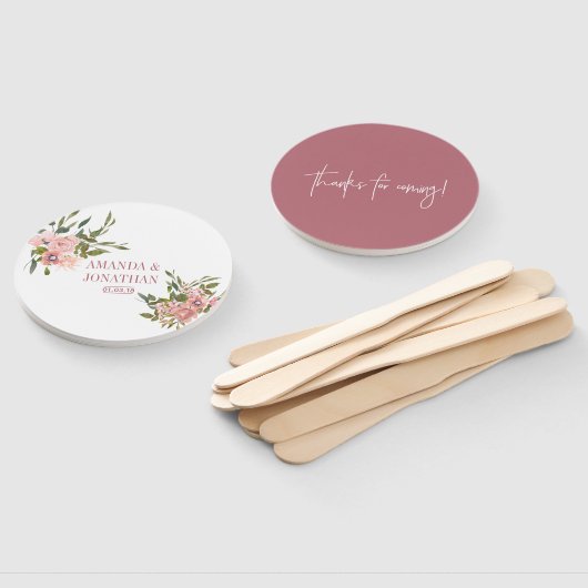 Waterverf floral Blush en Roos Gold Wedding Handwaaier (Niet-gemonteerd)