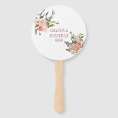Waterverf floral Blush en Roos Gold Wedding Handwaaier (Voorkant)