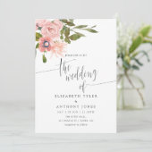 Waterverf floral Blush en Roos Gold Wedding Kaart (Staand voorkant)