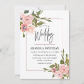Waterverf floral Blush en Roos Gold Wedding Kaart (Voorkant)