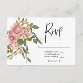 Waterverf floral Blush en Roos Gold Wedding RSVP