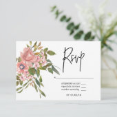 Waterverf floral Blush en Roos Gold Wedding RSVP (Staand voorkant)
