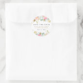 Waterverf Floral Blush & Gold Save the Date Ronde Sticker (Tas)