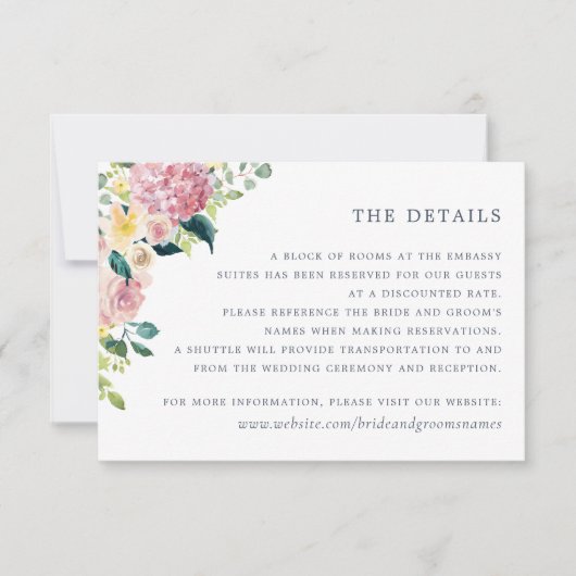 Waterverf Floral Blush Greenery Elegant - Gegevens Kaart (Voorkant)