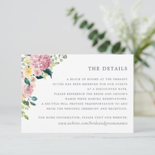 Waterverf Floral Blush Greenery Elegant - Gegevens Kaart (Staand voorkant)