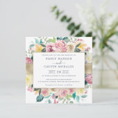 Waterverf Floral Blush Greenery Gold Lijst Kaart (Staand voorkant)