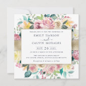 Waterverf Floral Blush Greenery Gold Lijst Kaart (Voorkant)