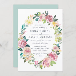 Waterverf Floral Blush Greenery Wreath Kaart