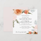 Waterverf Floral Blush Peach Grey Foliage Weddensc Kaart (Voorkant / Achterkant)