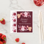 Waterverf Floral Blush Pink Burgundy Baby shower Servet (Insitu)