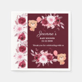 Waterverf Floral Blush Pink Burgundy Baby shower Servet (Voorkant)