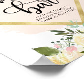 Waterverf Floral Blush Pink Gold MIMOSA BAR Sign. Poster (Hoek)