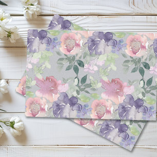 Waterverf Floral Blush Pink Lavender Paars Tissuepapier