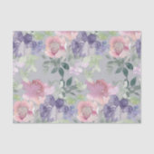 Waterverf Floral Blush Pink Lavender Paars Tissuepapier (Voorkant)