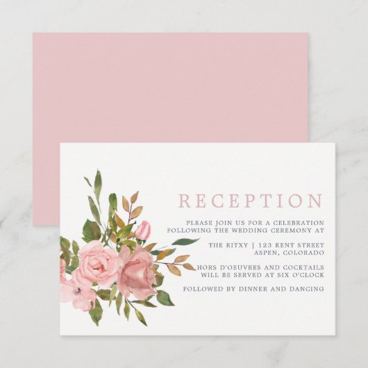 Waterverf Floral Blush Pink Weddenschap Kaart (Voorkant / Achterkant)